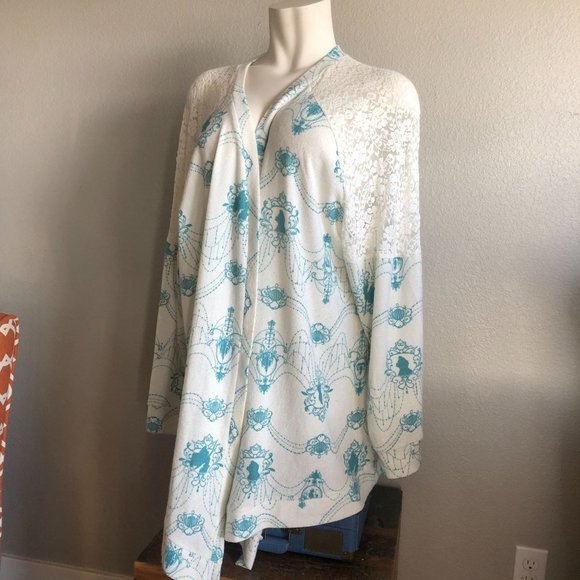 DISNEY Little Mermaid Ariel Open Front Cardigan Lace Detail 4 - Picture 3 of 9